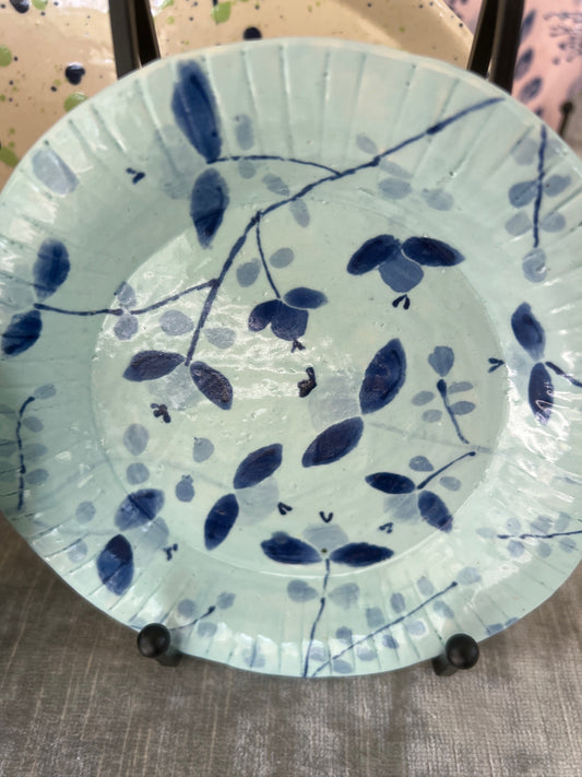 Hand painted blueberry plate