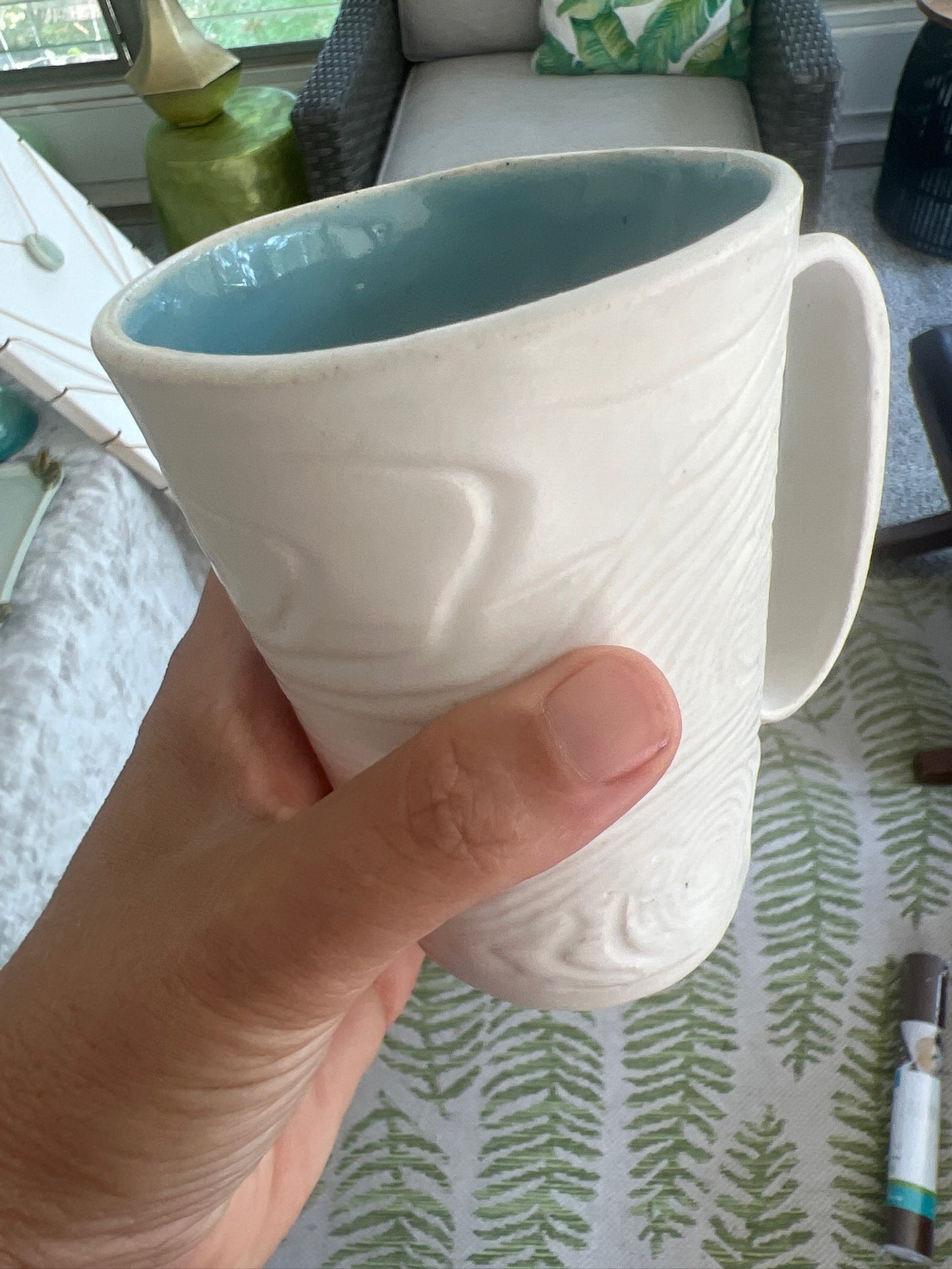 Wood textured coffee mug