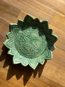 Textured jade green dish